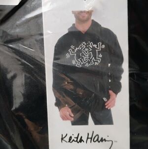 Keith Haring Men’s Graphic Pullover Hoodie Fleece Kangaroo Pocket NWT L